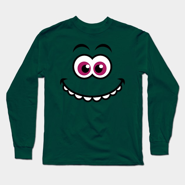 Dinosaur Smiley Face Long Sleeve T-Shirt by avertodesign